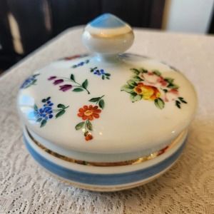 Hand-painted Milkglass Power Box or trinket box